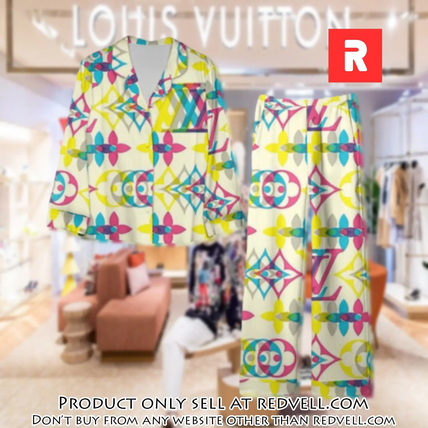 Trending luxury lv satin pajama set pjs1100 rv5536955